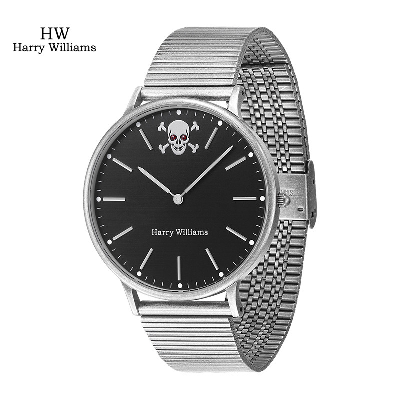 【超薄骷髅头】Harry Williams意大利手表男 复古骷髅头个性男表 HW超薄镶红宝石钢带石英表男士 时尚个性男款 Harry Williams石英表HW-2402M【价格 图片 品牌 报价】-苏宁易购Harry Williams 官方旗舰店