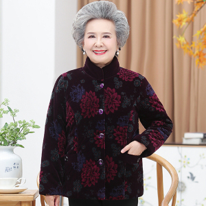 迪鲁奥(DILUAO)中老年女装冬装外套奶奶装棉衣加绒厚款老年人棉袄妈妈保暖冬天外套