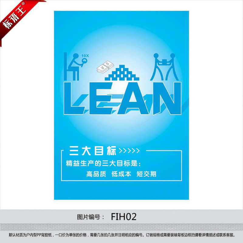 企业精益生产方式lean宣传画精益生产挂图标语三大目标fih02