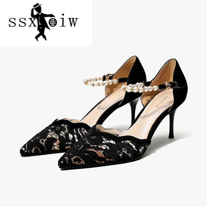 sxoiw2017新款女鞋尖头高跟鞋女细跟一字扣单