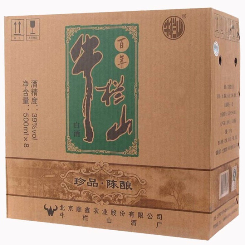 牛栏山二锅头 浓香型 白酒 珍品陈酿39度500ml 整箱8瓶装