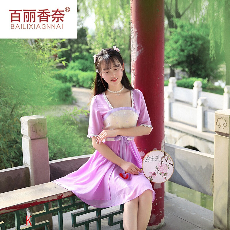 百丽香奈(bailixiangnai)原创古风汉元素改良汉服襦裙抹胸雪纺开叉大