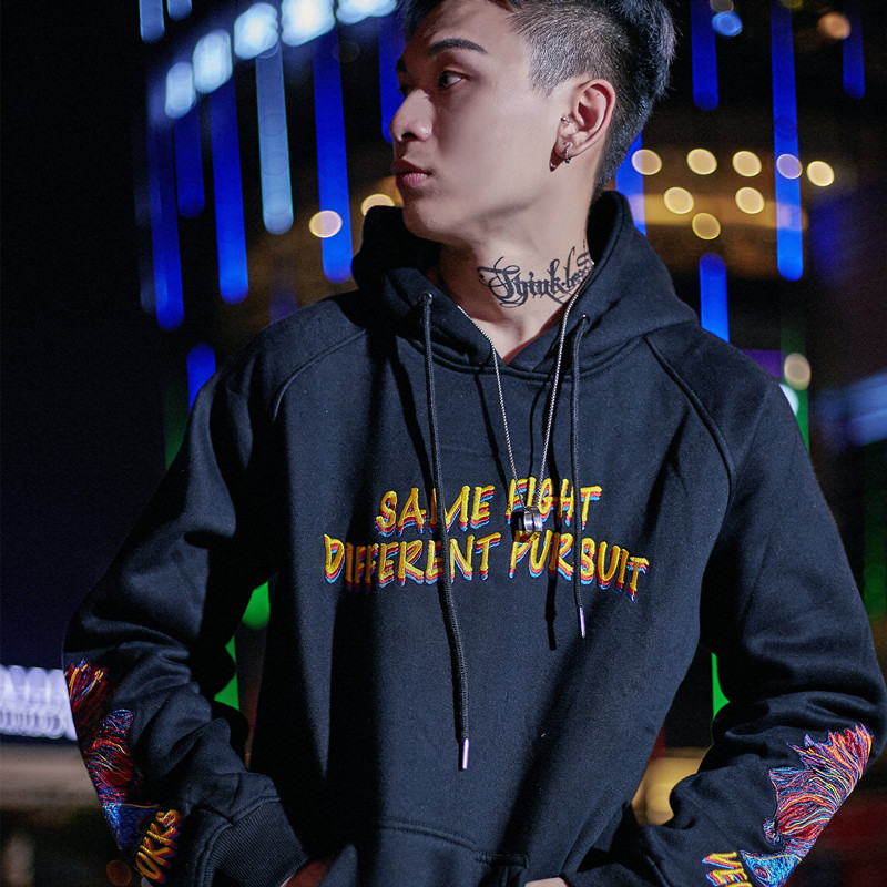 刺绣情侣卫衣连帽外套男加绒潮流学生秋冬宽松