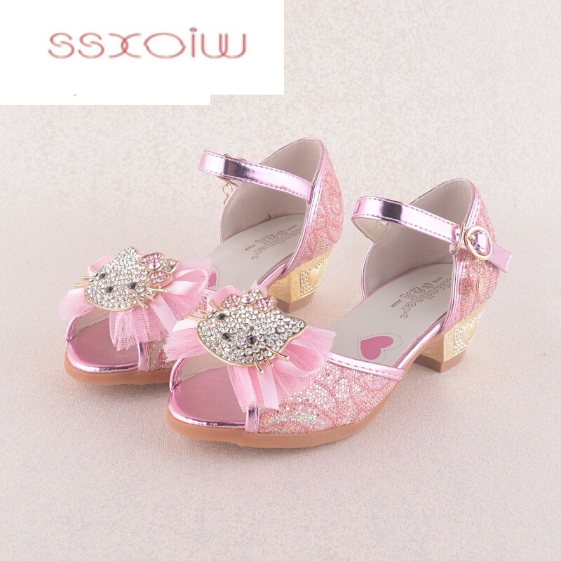 SSXOIW女童高跟凉鞋夏季儿童水晶公主鞋韩国