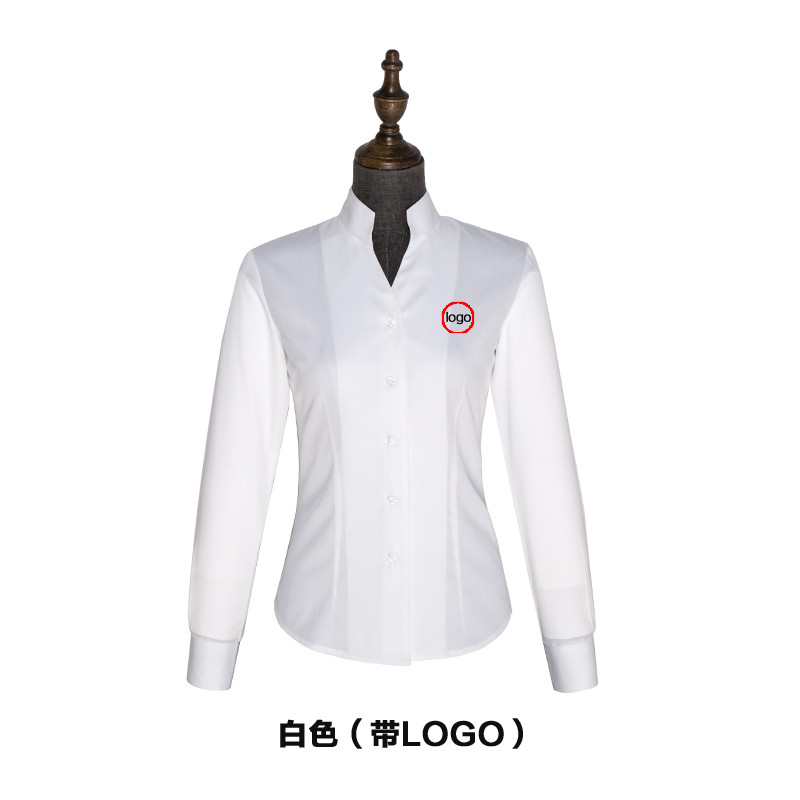 九唐服饰奔驰4S店工作服白色长袖立领女衬衫