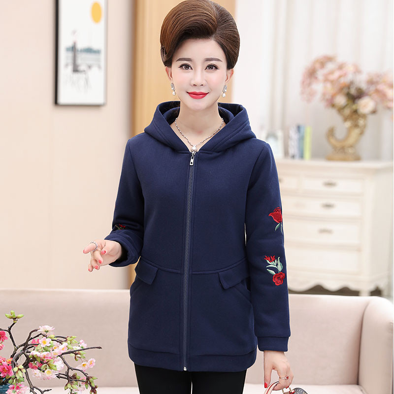 中老年女装秋冬装外套40岁50中年妈妈装连帽