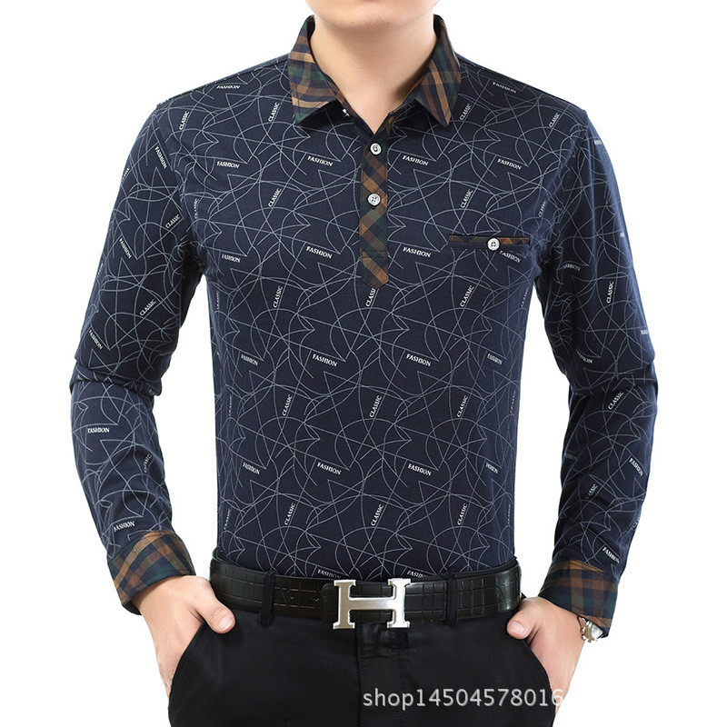 2017秋季新款男士长袖T恤衫中年爸爸男装宽松