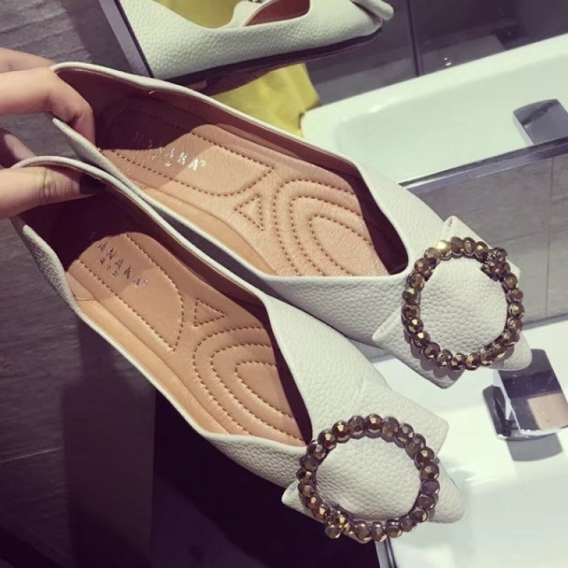 2017春夏季新款韩版单鞋女平跟平底鞋圆扣浅