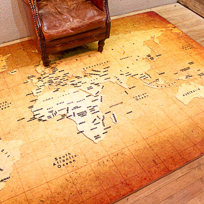 复古世界洲际地图超大地毯长方形客厅卧室进门
