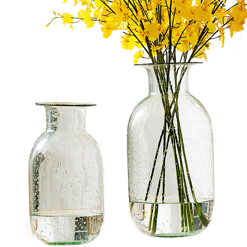 现代简约透明玻璃花瓶干花插花摆件客厅餐桌水培花瓶花器花插