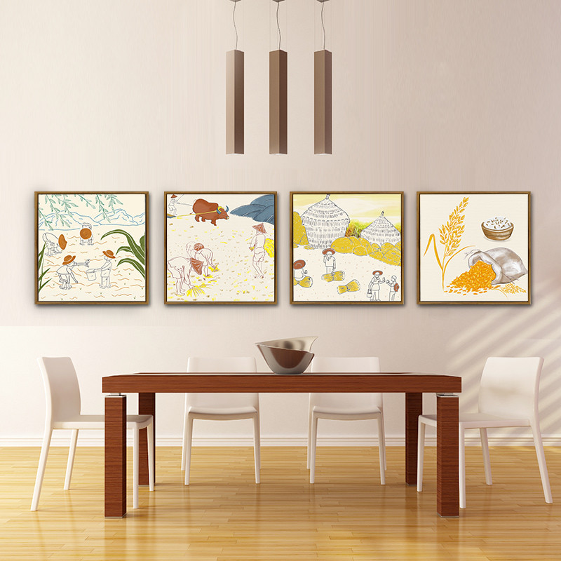 客厅现代装饰画房间墙壁挂画壁画24节气画沙发背景墙中国风农民画