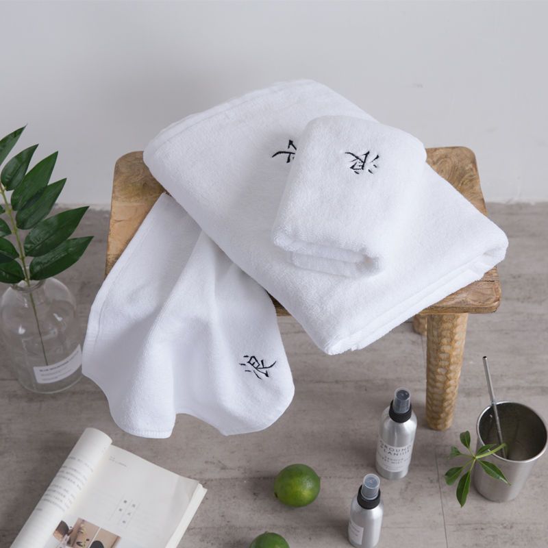 白蓝色中国风汉字刺绣全棉毛巾家用情侣吸水柔