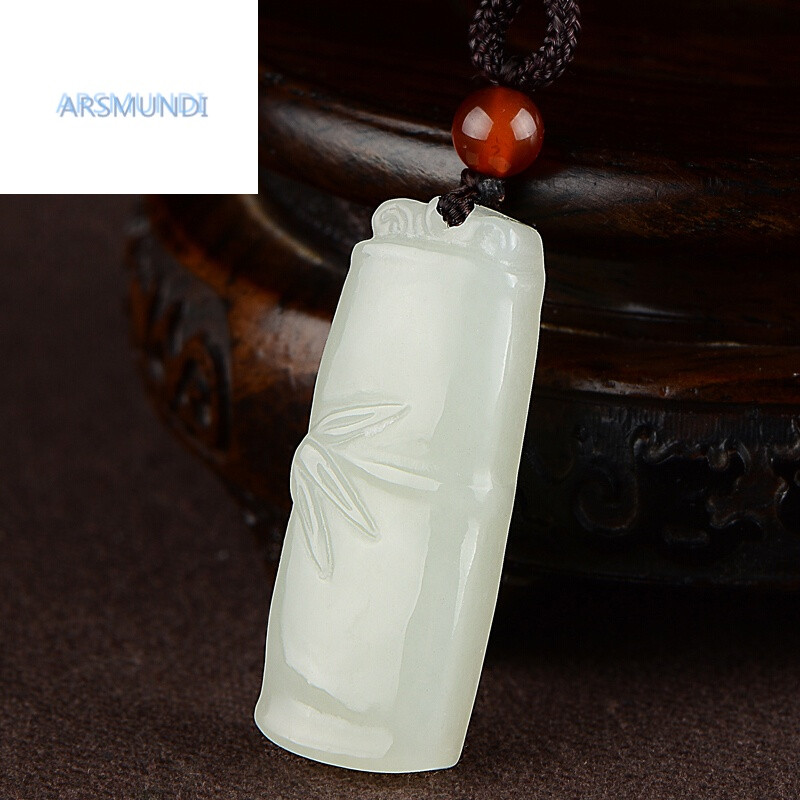 arsmundi 和田玉吊坠白玉竹节玉坠子竹竿挂件节节高项链男女