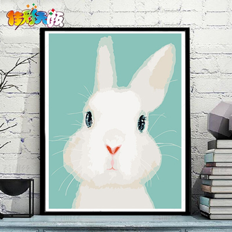【】diy数字油画儿童卡通动漫动物手绘填色装饰小动物
