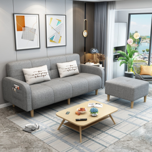 古达免洗科技布沙发客厅简约小户型公寓简易现代可折叠懒人布艺沙发床