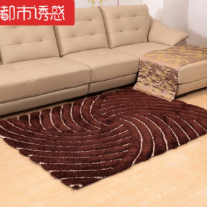 加密加厚亮丝客厅地毯简约床边现代垫风格卧室图案茶几防滑地毯都市诱惑