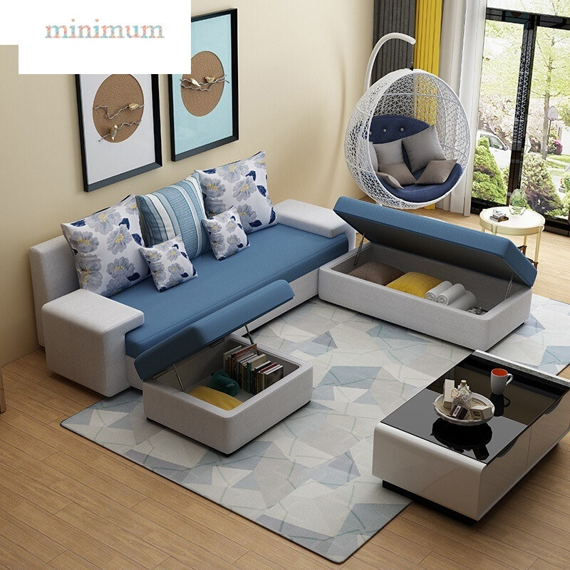 沙发床布艺沙发可拆洗储物小户型多功能两用三人沙发客厅组合水墨兰
