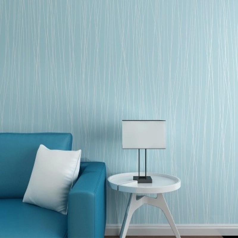 无纺布墙纸 现代简约条纹 素色 客厅卧室电视背景墙 月光森林壁纸