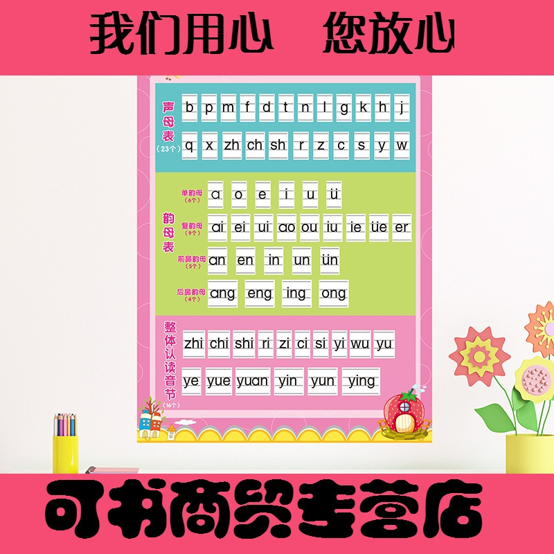 贴纸墙贴画幼儿园小学墙面装饰品学校班级布置汉语拼音字母表自粘