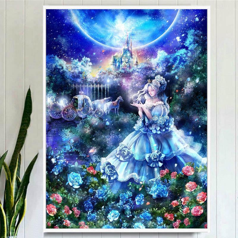 钻石画客厅卧室卡通人物梦幻星空下的灰姑娘十字绣点钻贴钻钻石绣