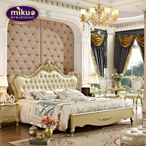 米括(MIKUO)欧式床1.5米单人床宫廷风主卧双人实木卧室家具公主婚床香槟色