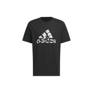 阿迪达斯adidas 纯棉熊猫运动休闲宽松字母短袖T恤男款黑色10032636