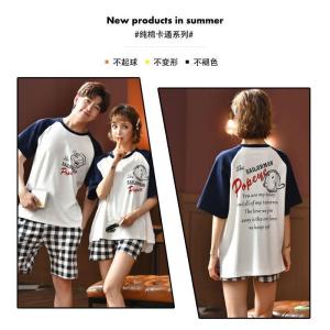 波迷娜（BOMINA)睡衣女夏季短袖纯棉薄款可爱韩版服宽松夏天两件套装