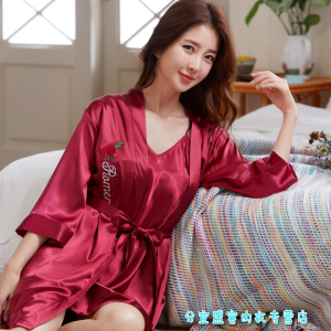 波迷娜(BOMINA)官方品质情趣睡衣女性感调睡裙女夏季韩版长袖可爱睡袍两件套睡衣女夏冰性感