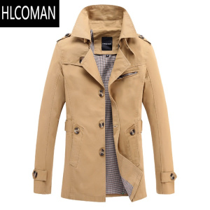 HLCOMAN2022新款加绒加厚大码p暖中长款风衣男装棉衣外套棉袄上衣