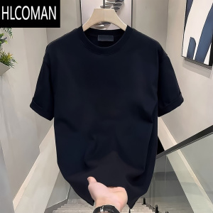 HLCOMAN夏季韩版高质量短袖T恤男纯色宽松休闲潮流百搭上衣
