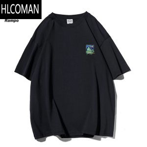 HLCOMAN350g冰感t恤男夏季衣服美式印花潮牌陈伟霆同款男装短袖