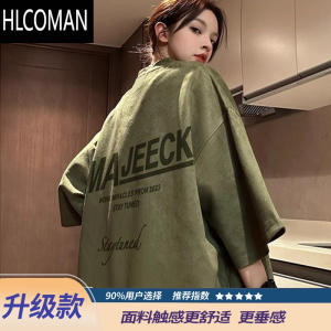 HLCOMAN高街短袖t恤男夏季美式复古情侣款320g灰色高街