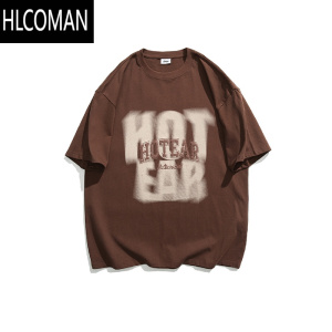 HLCOMAN 240g发泡短袖t恤男夏季新款美式男生半袖上衣男款