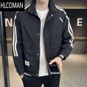 HLCOMAN2024新款男士外套潮流百搭男装工装时尚上衣服青年休闲夹克