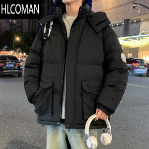 HLCOMAN可拆卸连帽羽绒棉服男士冬季青少年加厚p暖棉衣宽松工装棉袄外套