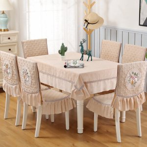 美帮汇餐桌布椅子套罩家用餐厅饭桌歺桌布中式简约现代实木椅套椅垫套装