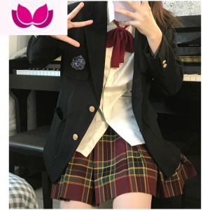七斓日系正版jk制服学院风校供感西服套装全套黑色西装学生外套女