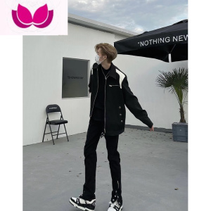七斓水洗做旧黄泥染牛仔裤男款美式高街vibe痞帅拉链开叉直筒裤A