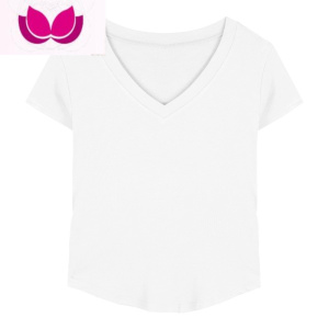 七斓白色v领短袖T恤女装春季2023新款纯欲辣妹修身显瘦设计感小众上衣