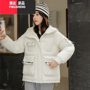 YIBUSHENG羽绒棉服女短款2023年新款韩版宽松棉袄面包服棉衣女冬季加厚外套
