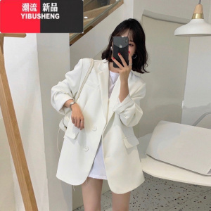 YIBUSHENG白色小西装外套女2023新款春季高级感小个子短款休闲加厚西服