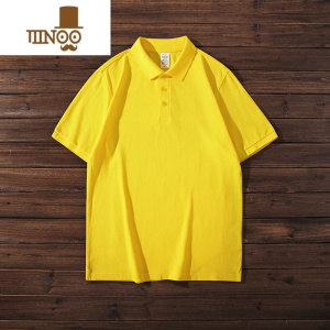 YANXU秋季长袖polo衫短袖宽松大码翻领中青年男女通款T恤有领黄色