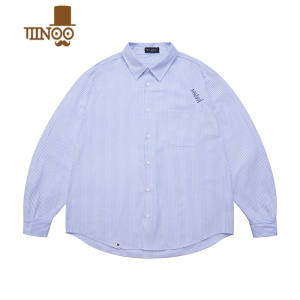 YANXUBOLM秋季日系清新蓝白色条纹长袖衬衫男感宽松廓型棉衬衣潮牌