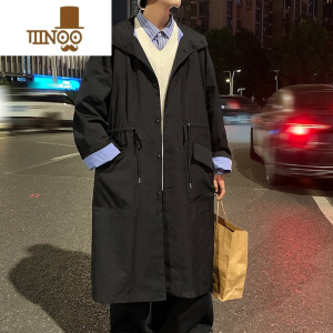 YANXU登风衣男士新款设计感小个子垂感外套中长款秋季日式大衣