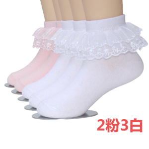 SHANCHAO儿童拉丁舞袜子专业规定袜白色蕾丝花边袜女童比赛舞蹈袜短袜