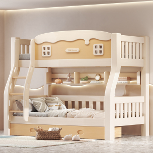 欧梵森 上下床双层床全实木高低床小户型大人两层橡胶木子母床上下铺木床儿童床多功能儿童家具