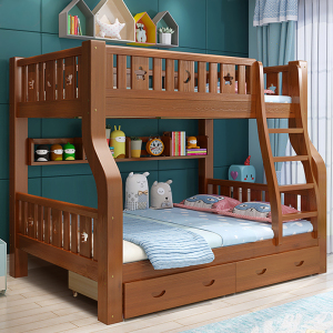 禧漫屋 儿童床实木上下床多功能美式高低床双层床成人母子床上下铺子母床