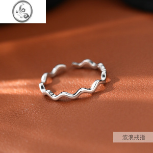 JiMi[巷南]925银银波浪戒指冷淡风食指指环小众设计时尚个性简约女