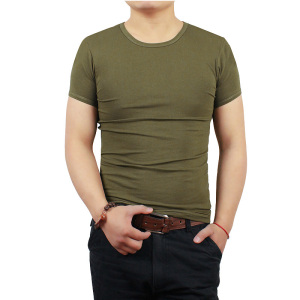 SUNTEK男士韩版健身T恤男式修身短袖圆领大码体恤棉白色半袖打底衣服T恤