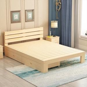 简约现代实木床1.5米双人床1.8米单人床1米宽经济床简易床
